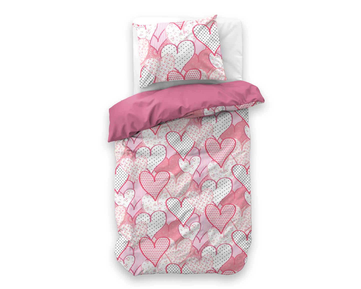 Duvet Cover Set Hearts love Pink 140 x 200/220