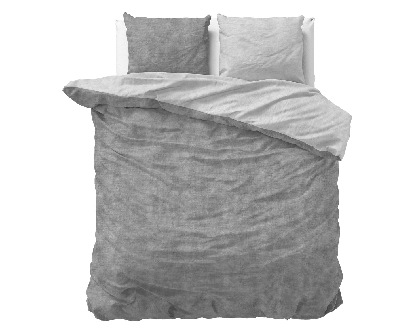 Duvet Cover Set Flannel Washed Cotton Gray 200 x 200/220