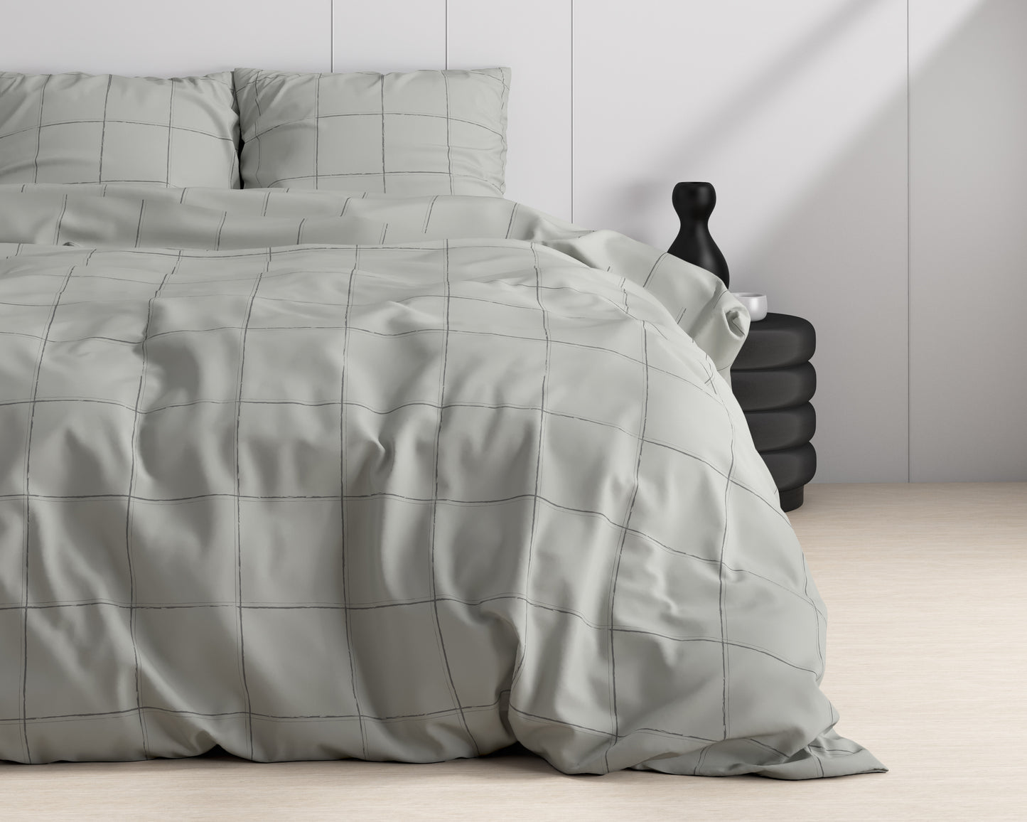 Duvet Cover Set Deep check Gray 240 x 220
