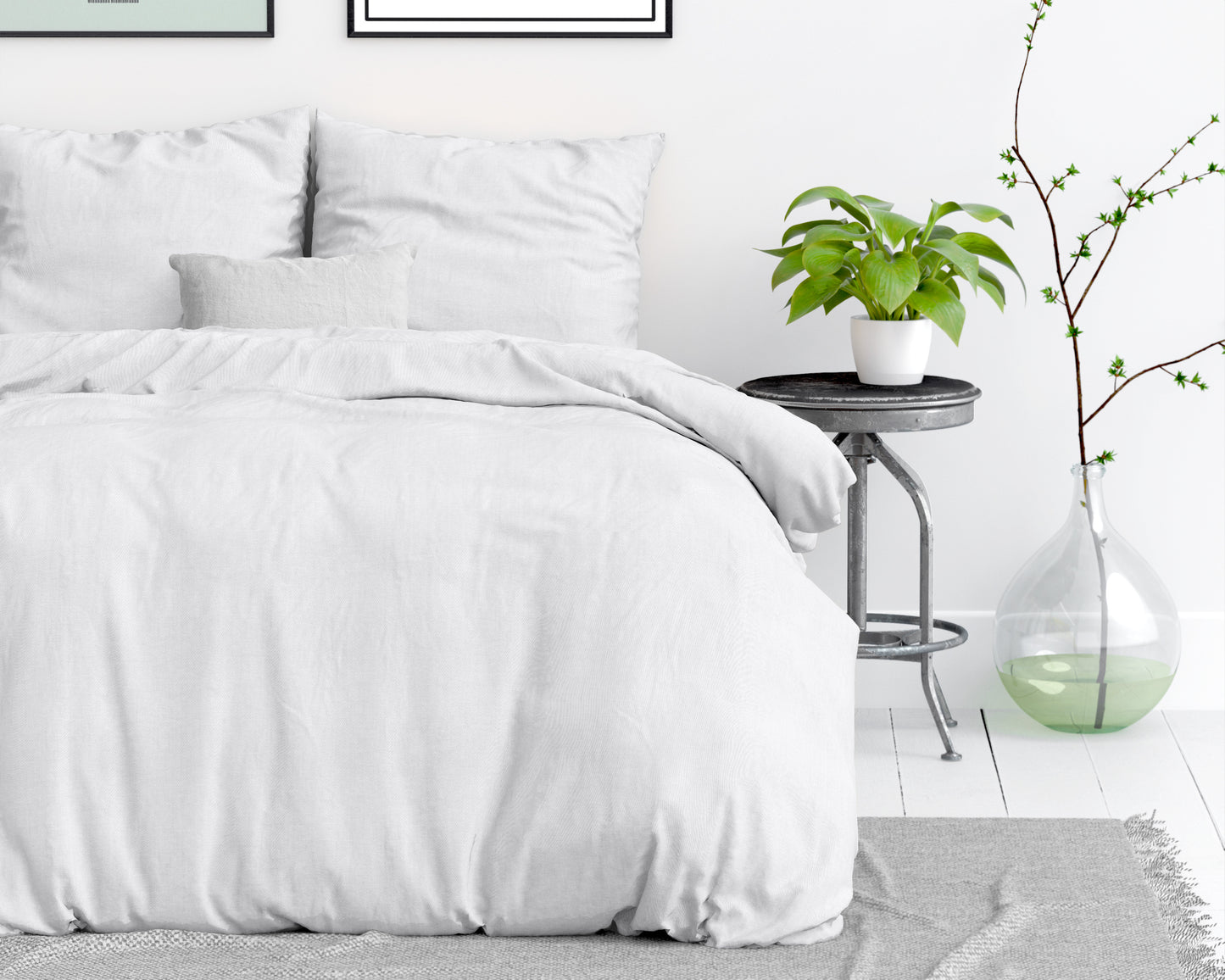 Duvet Cover Set Stone washed White 140 x 200/220