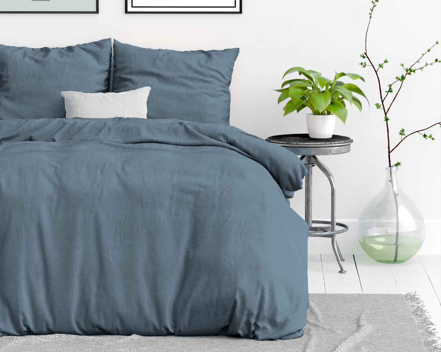 Duvet Cover Set Stone Washed Blue 200 x 200/220