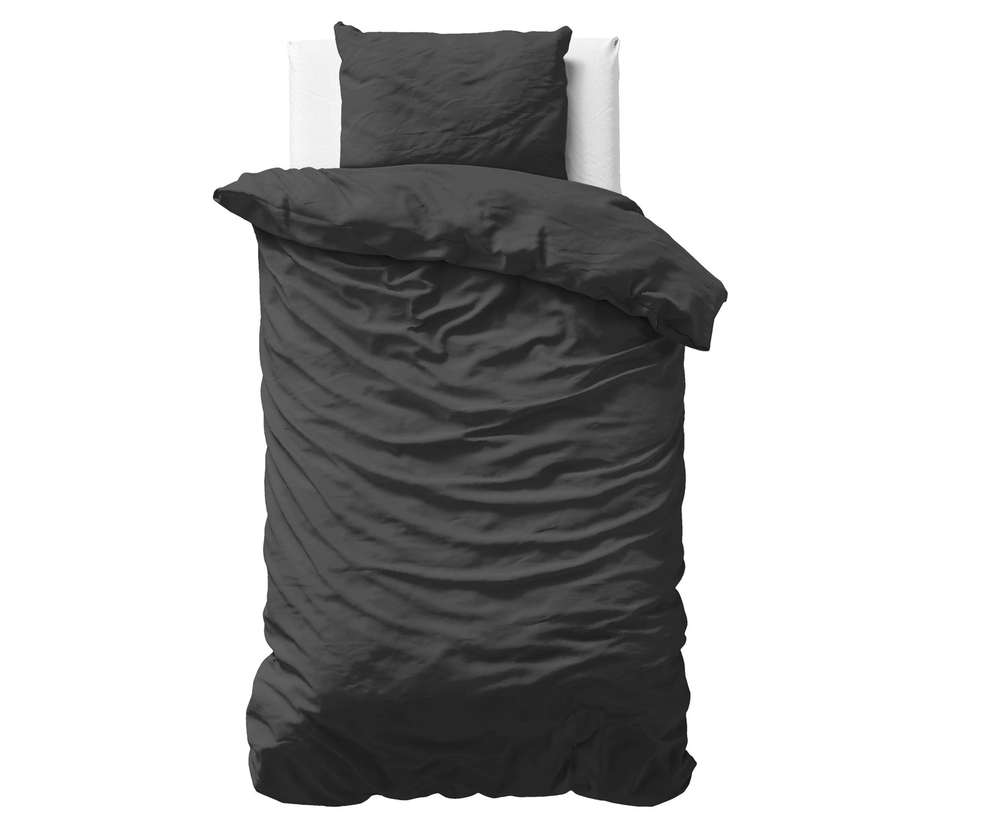 Duvet Cover Set Uni Satin Duvet Cover Black 140 x 200/220