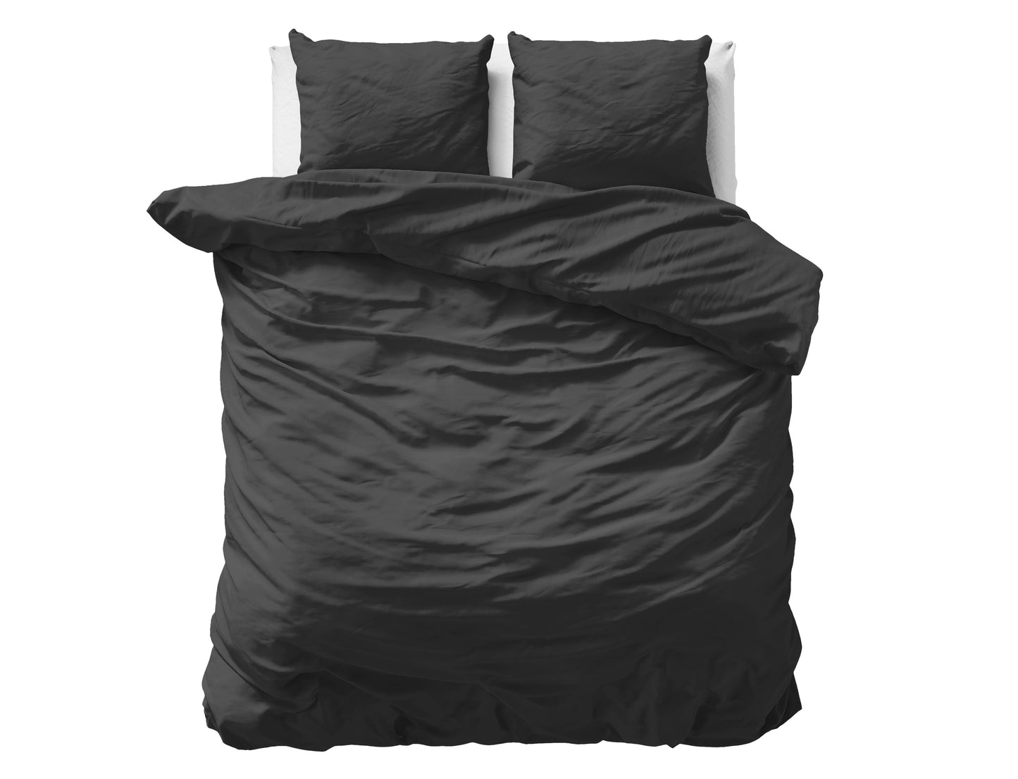 Duvet Cover Set Uni Satin Duvet Cover Black 200 x 200/220