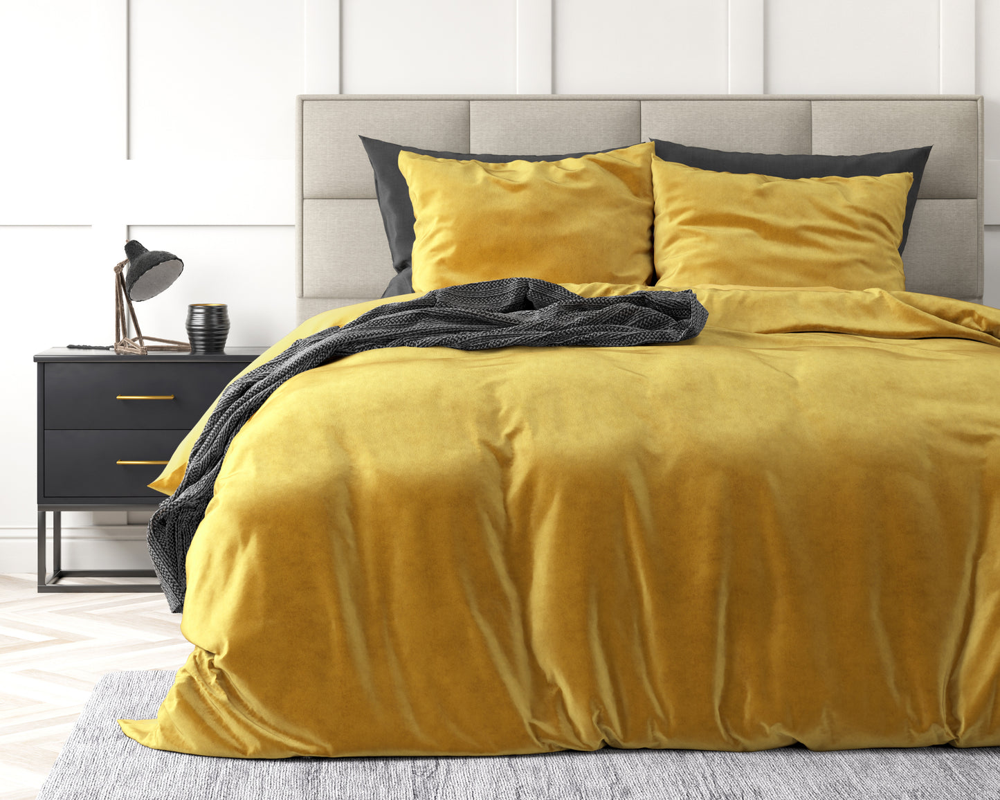 Duvet Cover Set Velvet Uni Duvet Cover Gold 240 x 220