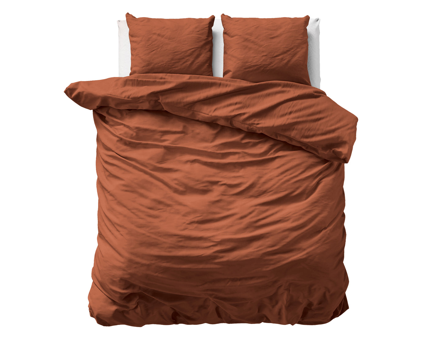 Duvet Cover Set Uni Satin Duvet Cover Brown 240 x 200/220