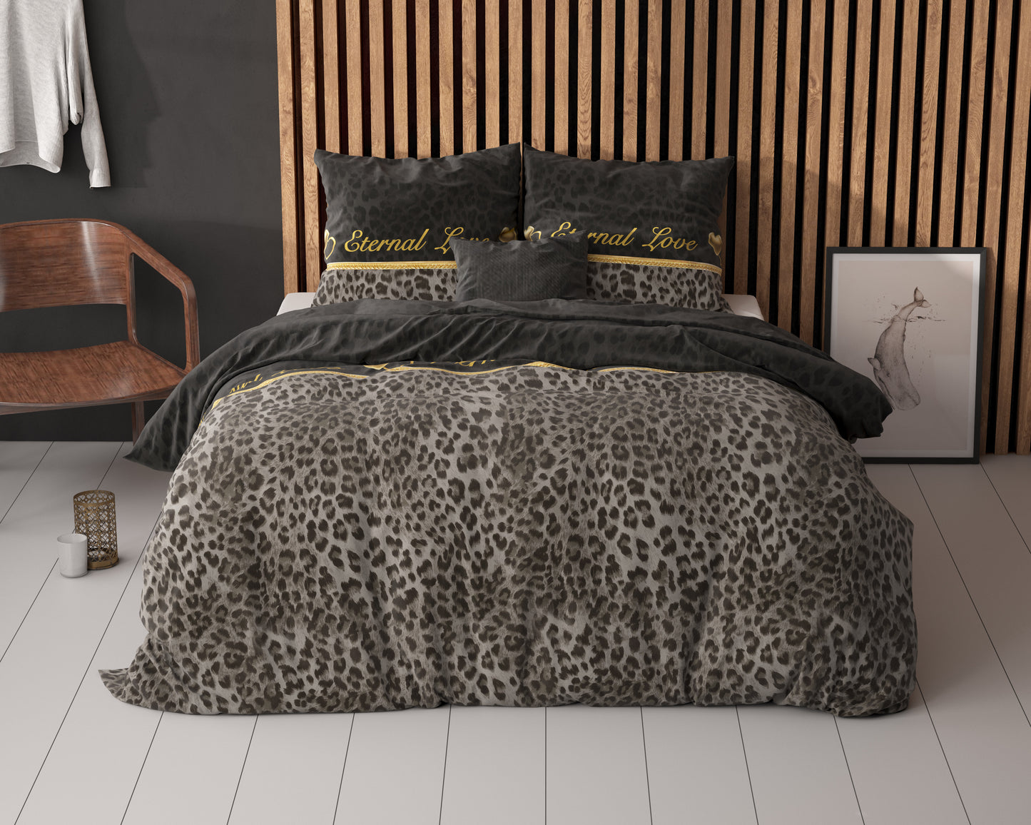 Duvet Cover Set Eternal Love Black 200 x 220