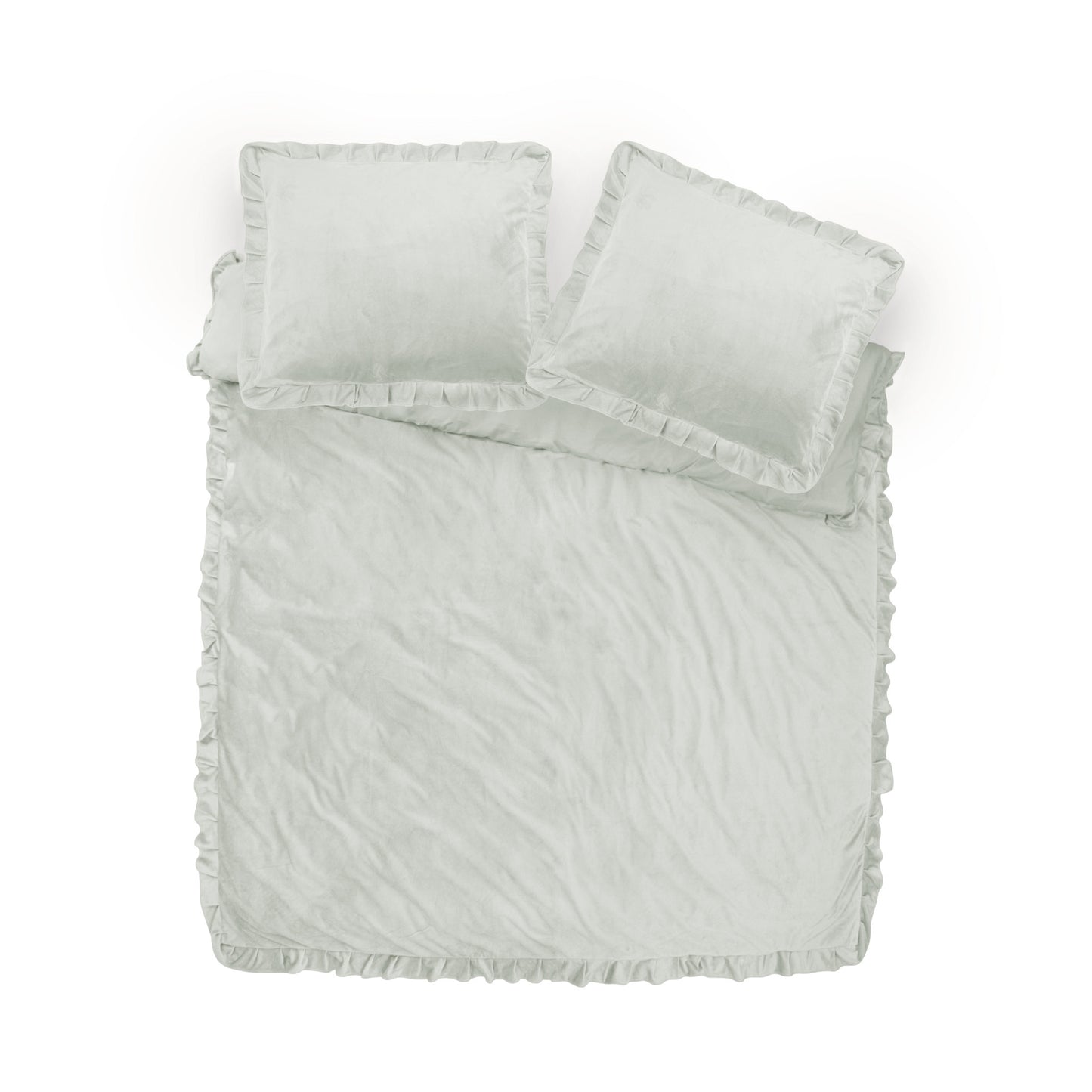 Duvet Cover Set Velvet Ruffles Cappuccino White 140 x 220