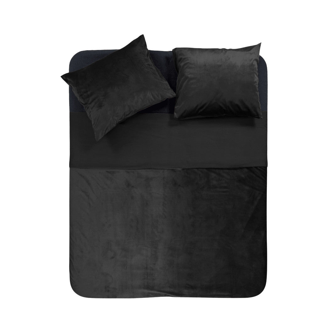 Duvet Cover Set Velvet Piping Black 240 x 220