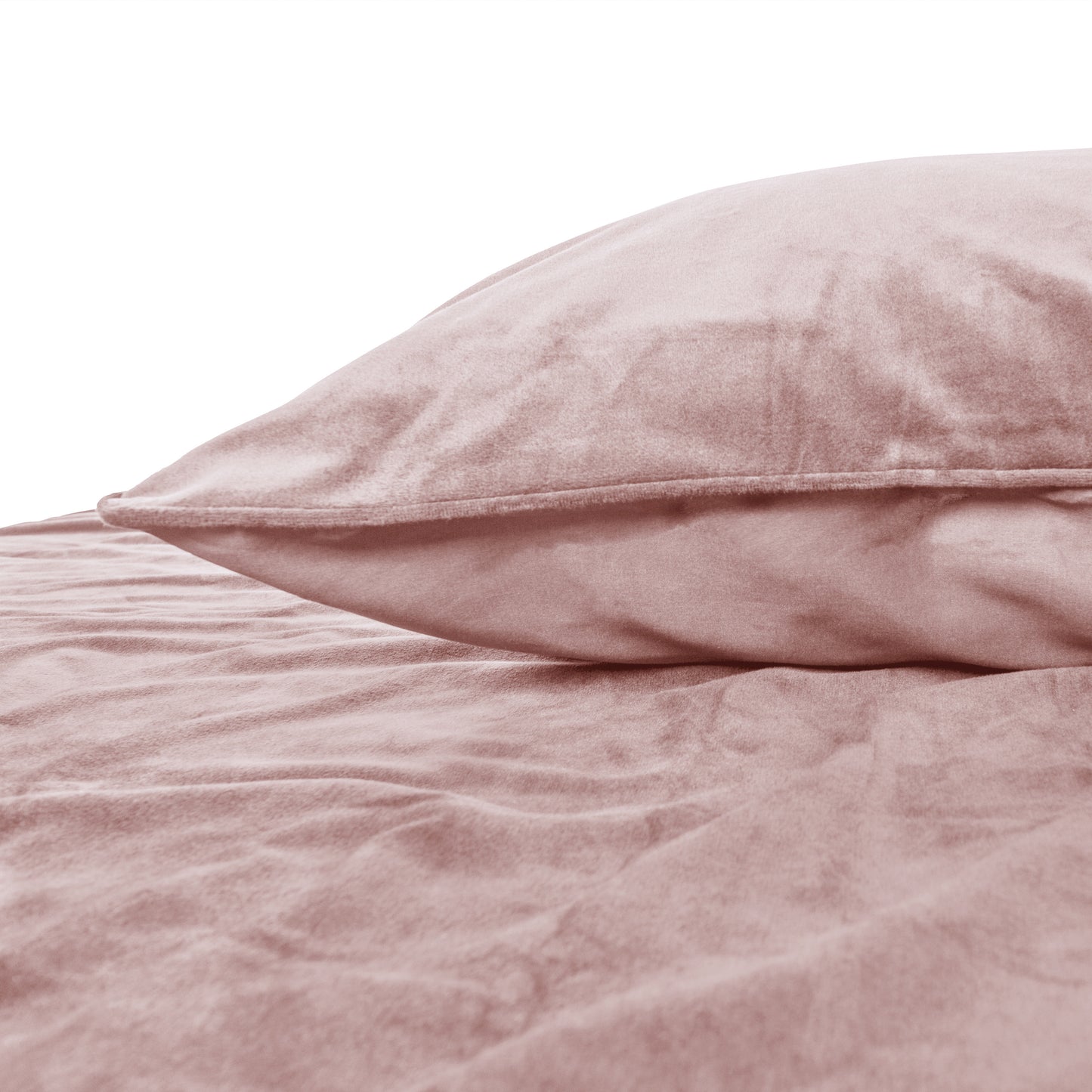 Duvet Cover Set Velvet Piping Soft Pink 200 x 220
