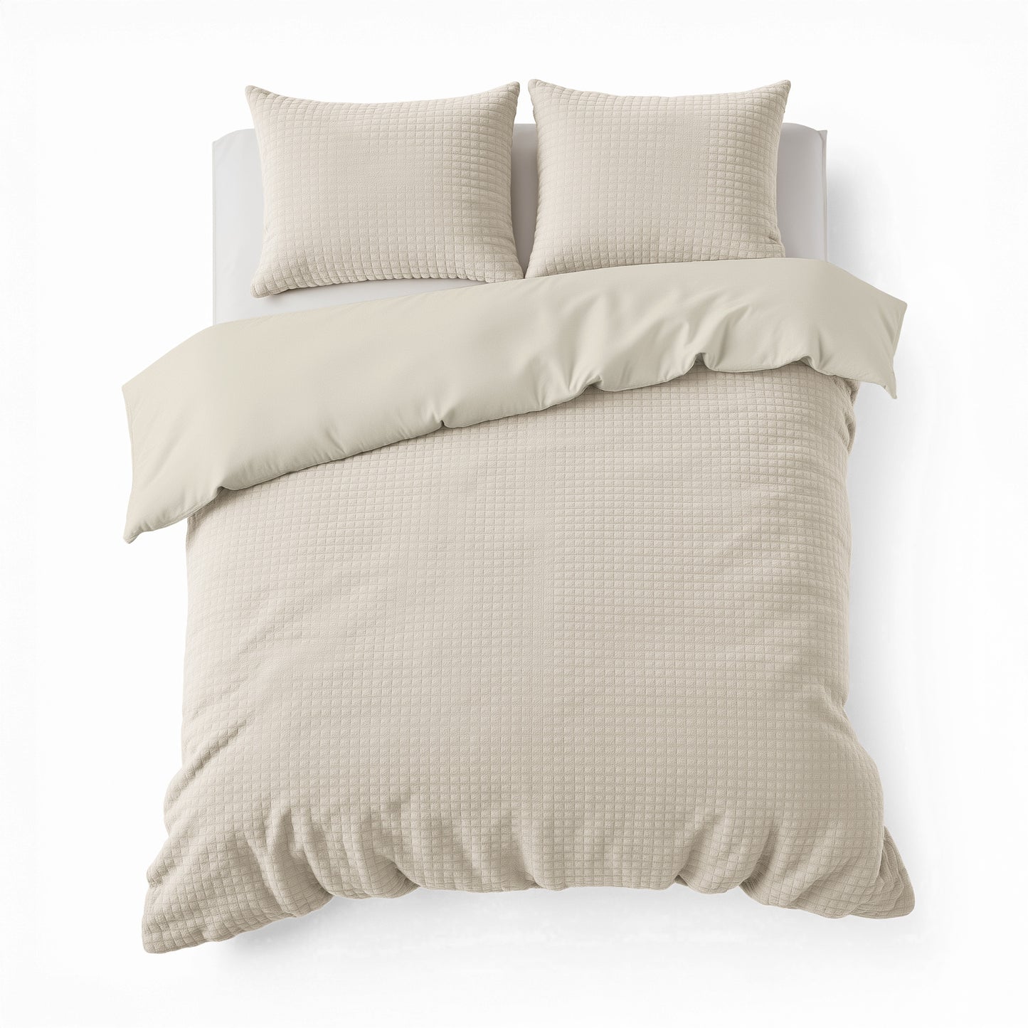 Duvet Cover Set Check Teddy Beige 240 x 200/220