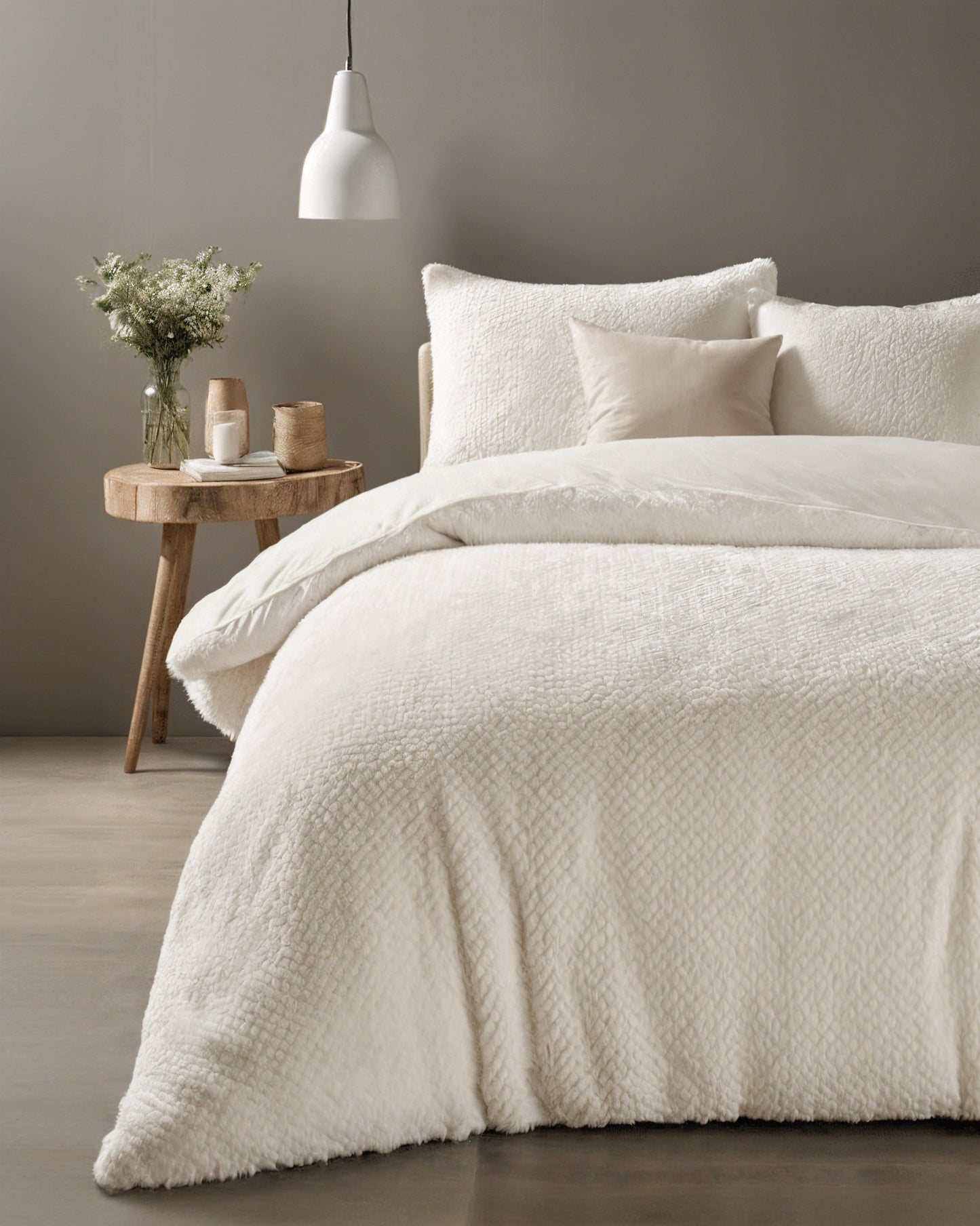 Duvet Cover Set Fur Teddy Beige 240 x 200/220