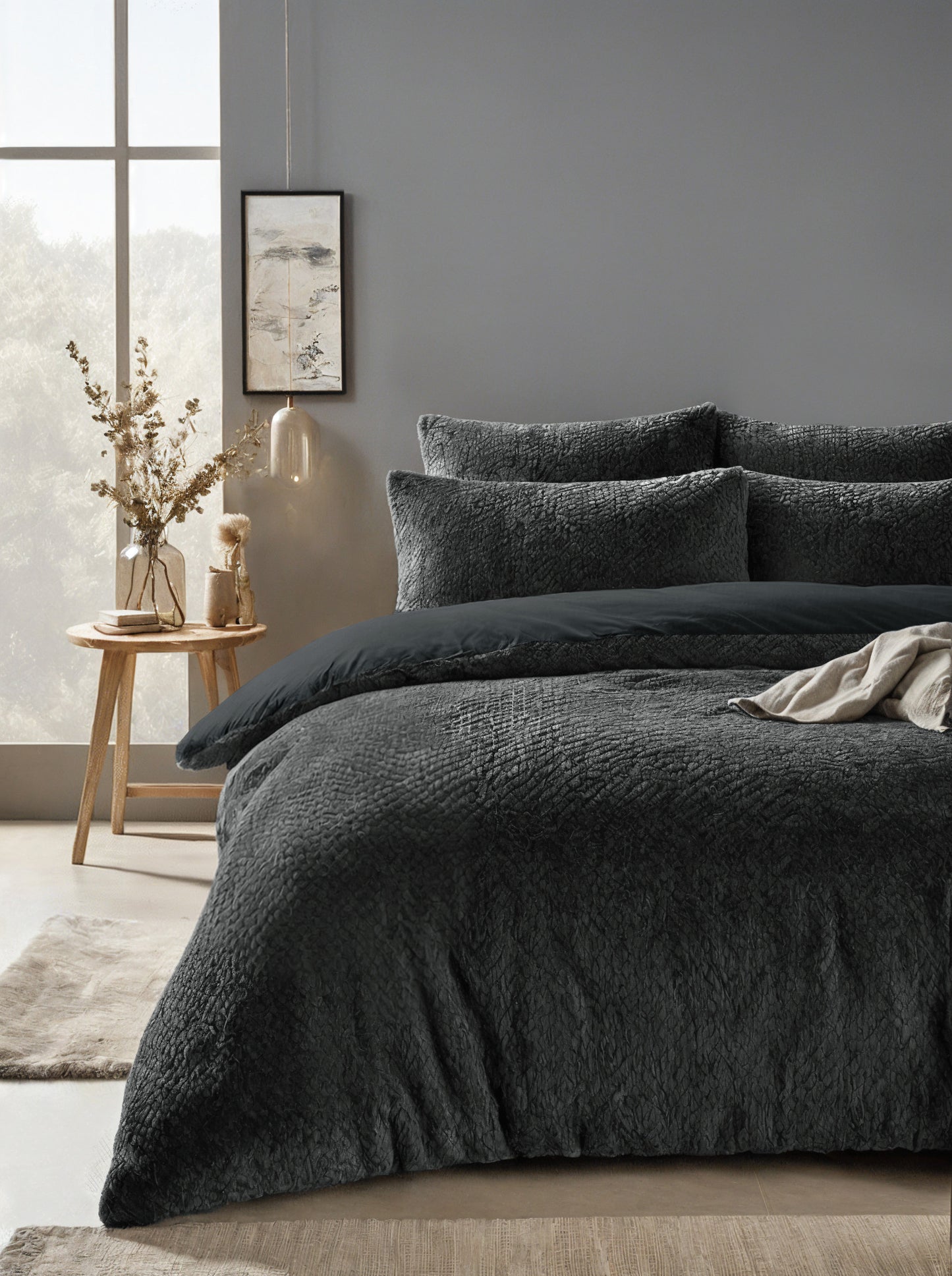 Duvet Cover Set Fur Teddy Anthracite 140 x 200/220