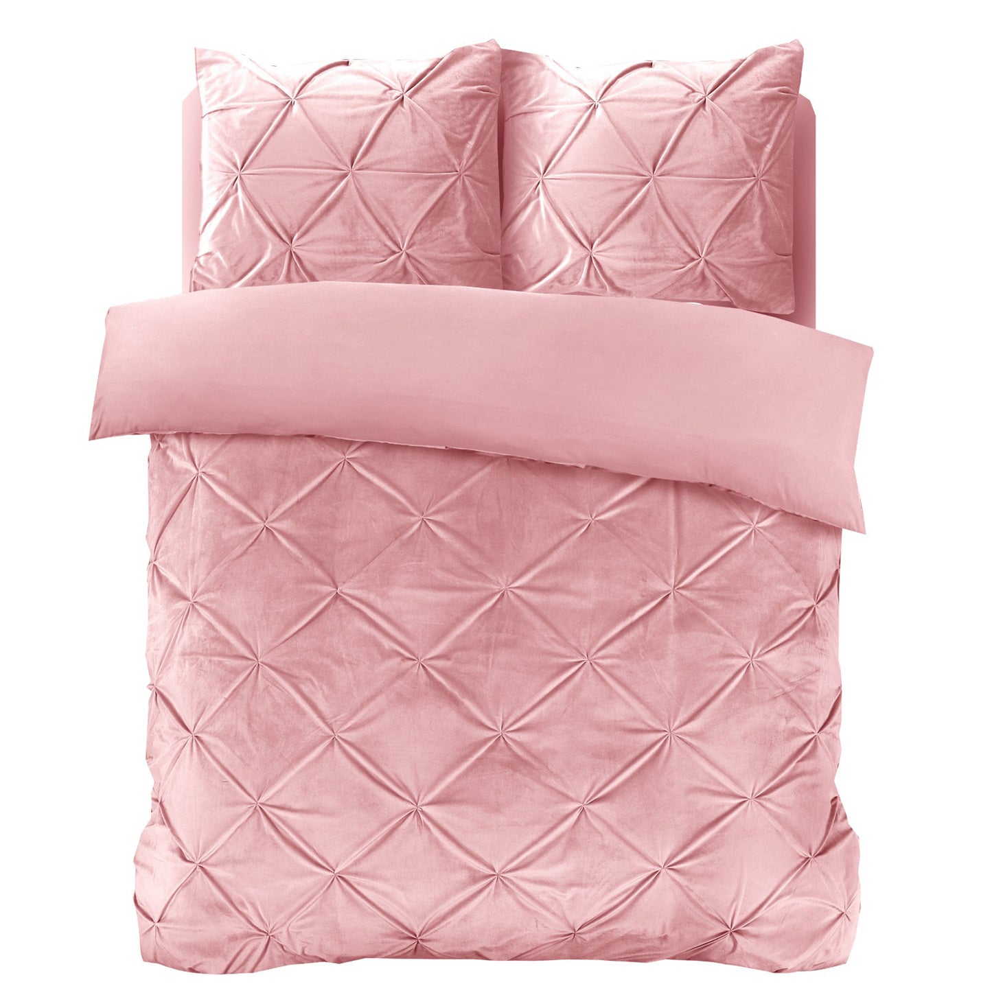 Duvet Cover Set Velvet Pintuck Pink 200 x 200/220
