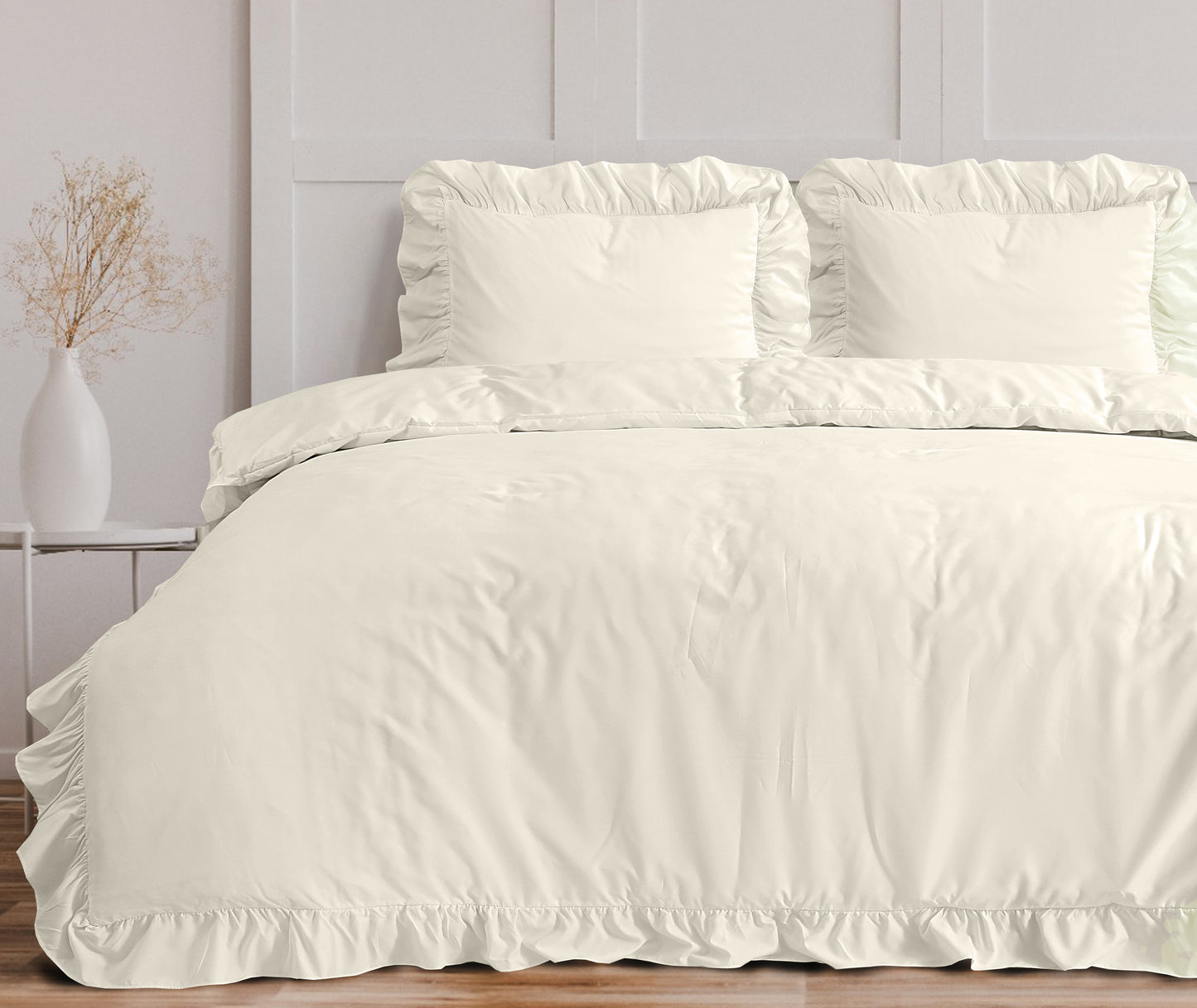Duvet Cover Set Ruffles Creme 240 x 200/220