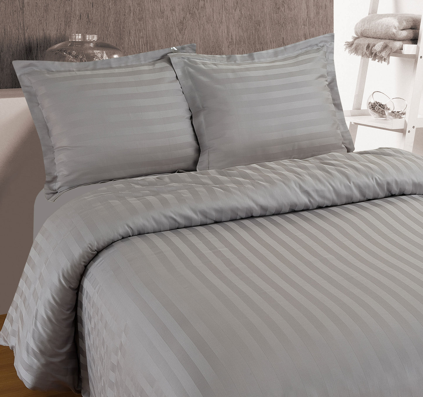 Duvet Cover Set Hotel Stripe Gray 240 x 200/260