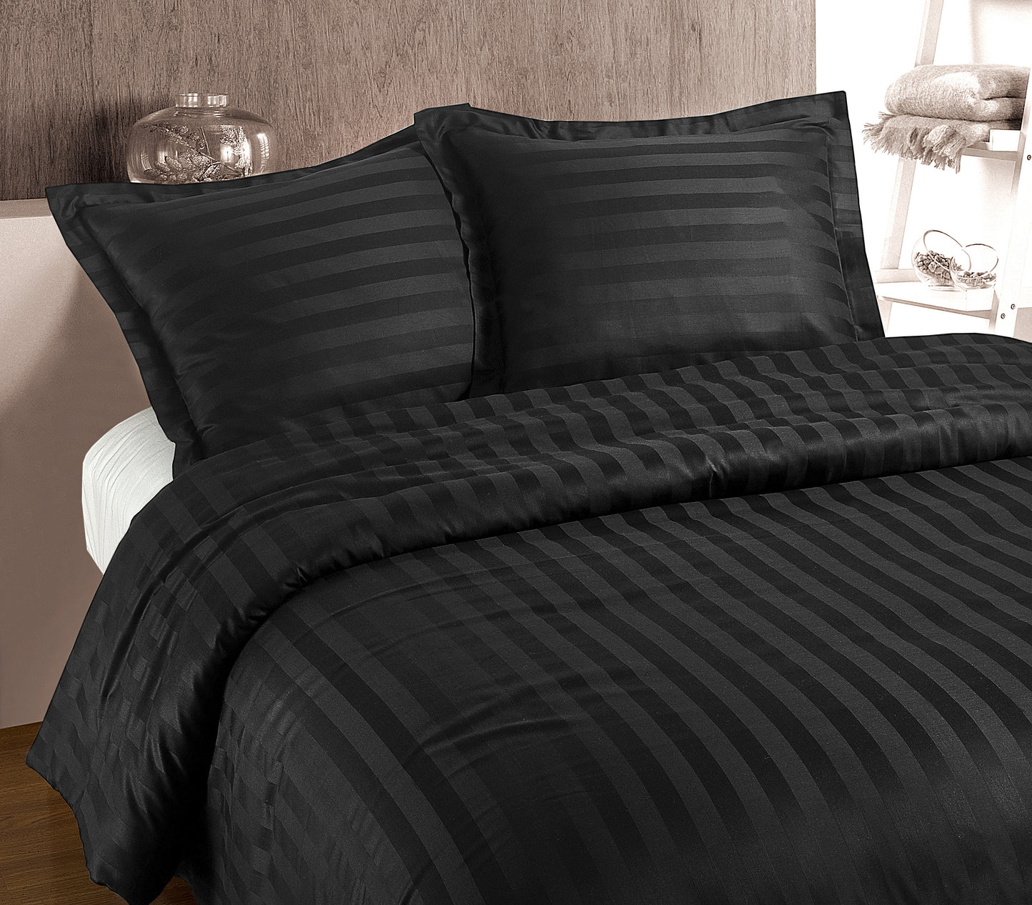 Duvet Cover Set Hotel Stripe Anthracite 200 x 200/260