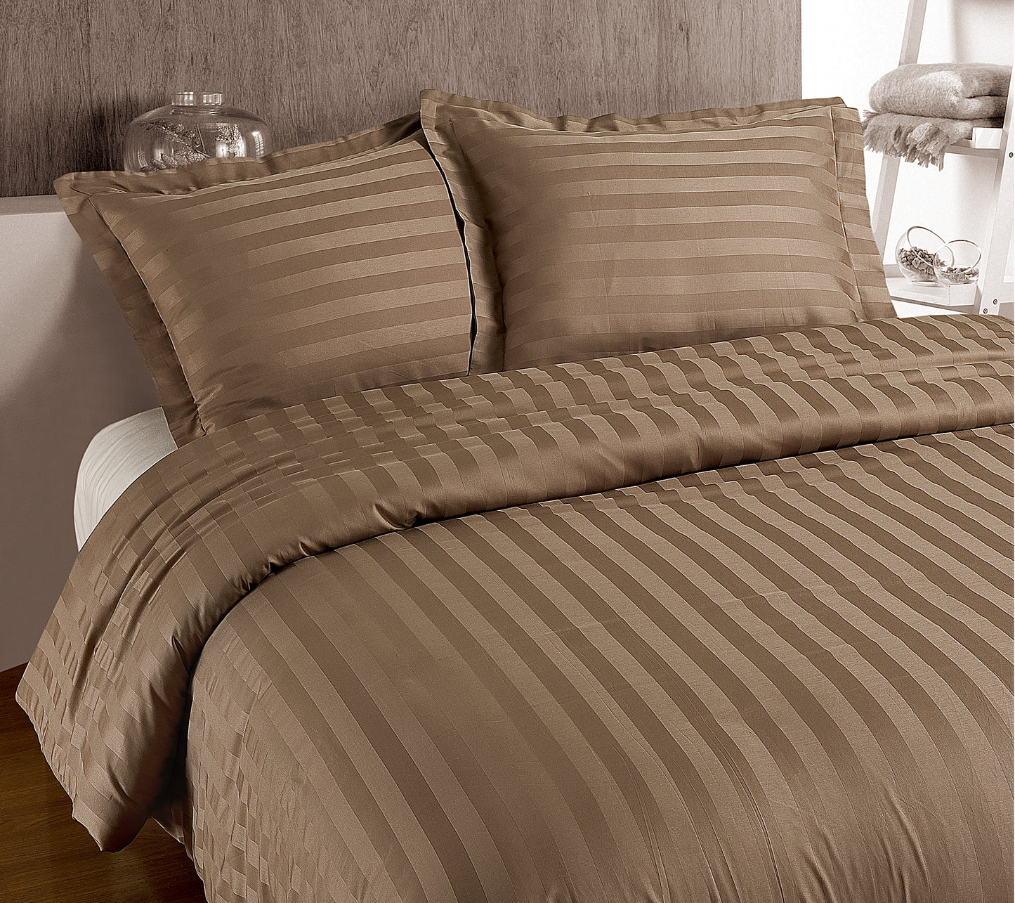Duvet Cover Set Hotel stripe Taupe 200 x 200/260