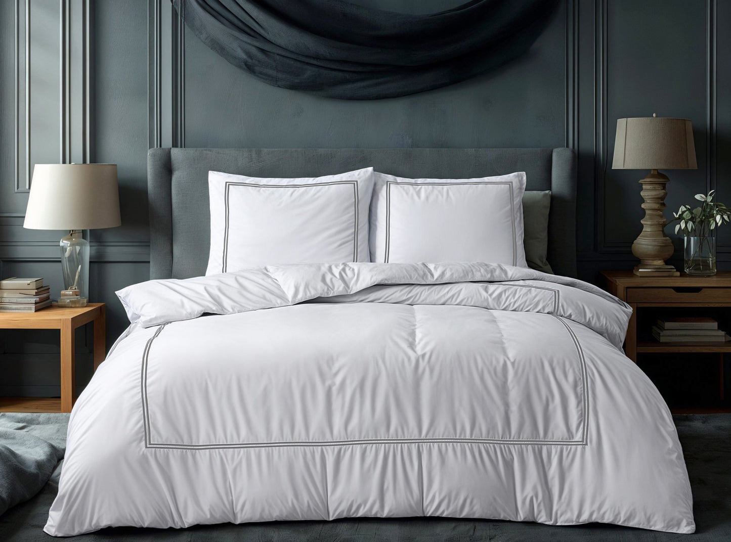Duvet Cover Set Brata White/Gray 260 x 200/260