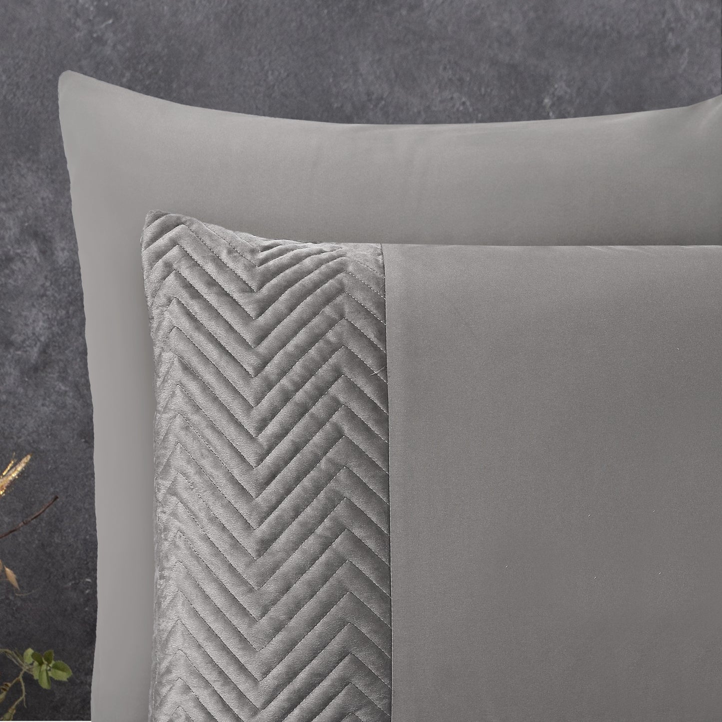 Duvet Cover Set Velvet Crossline Sand/Gray 140 x 200/220