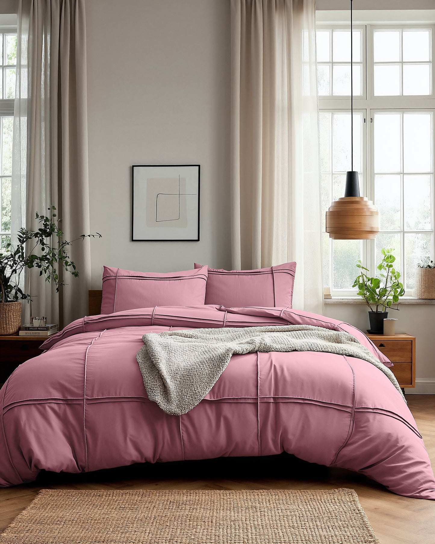 Duvet Cover Set Washed Tufted Old Pink 240 x 200/220