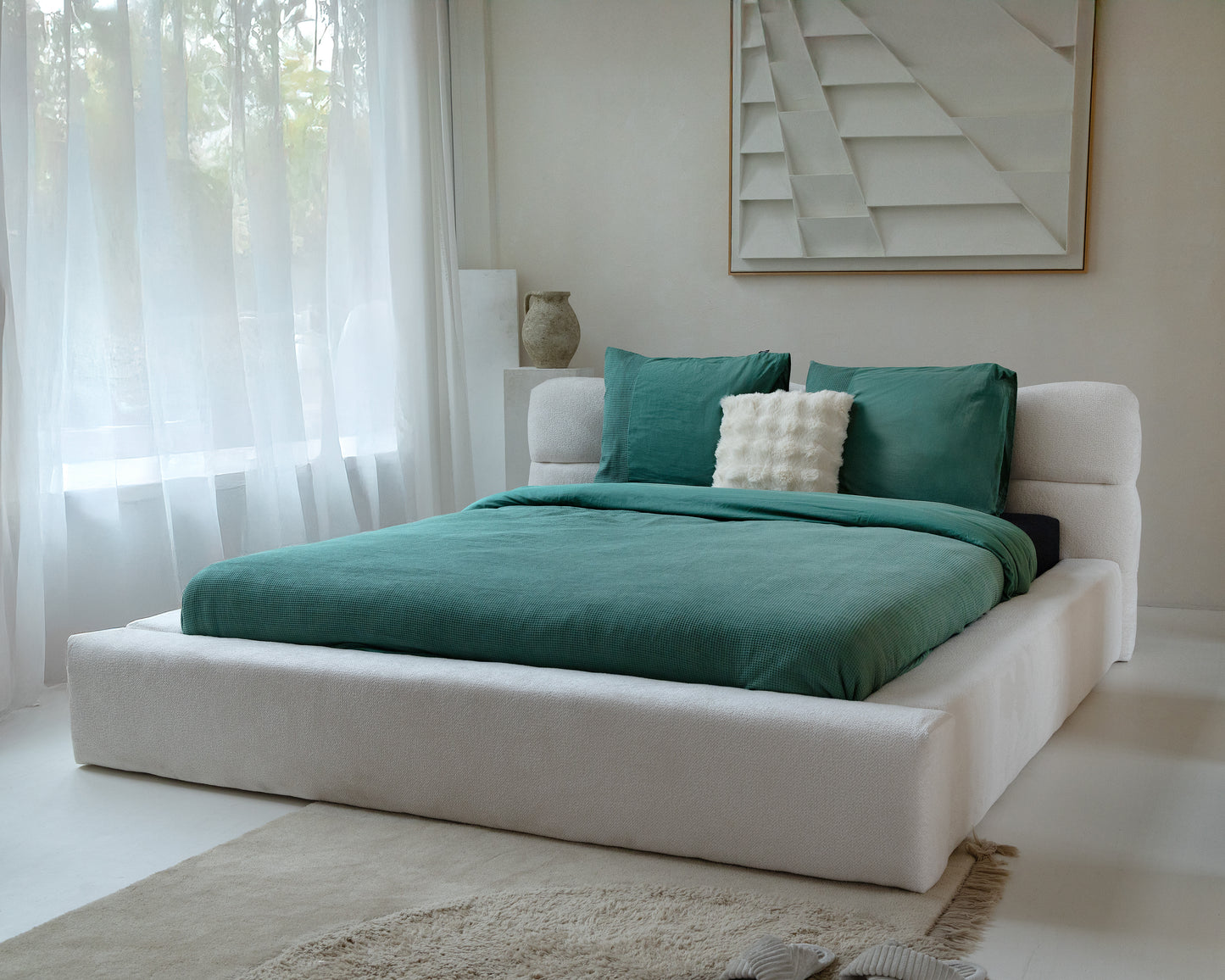 Duvet Cover Set Waffle Green 140 x 200/260