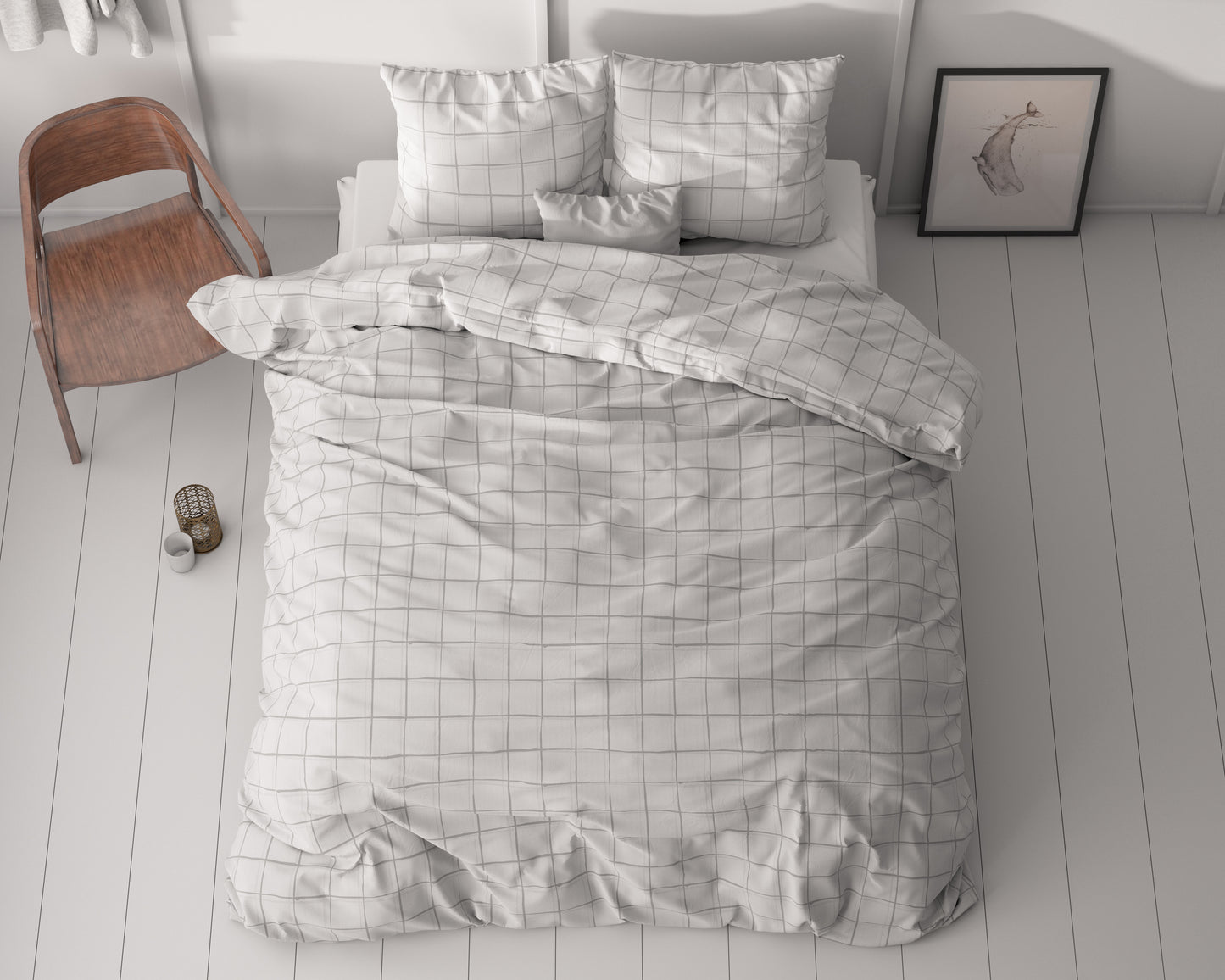 Duvet Cover Set Check it Gray 200 x 220