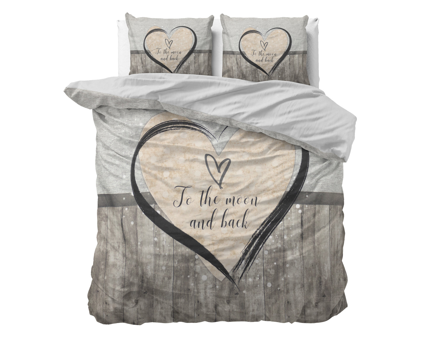 Duvet Cover Set Love To The Moon And back 2 Gray 200 x 200/220