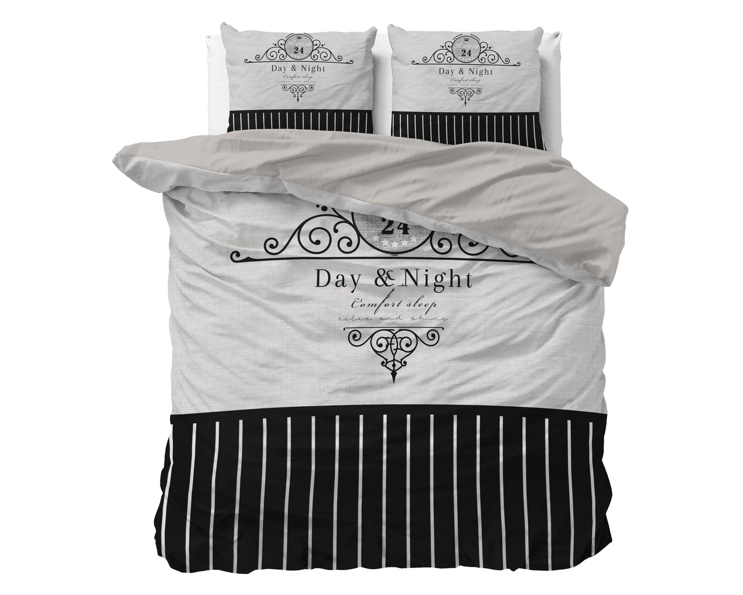 Duvet Cover Set Day and Night Black 200 x 200/220