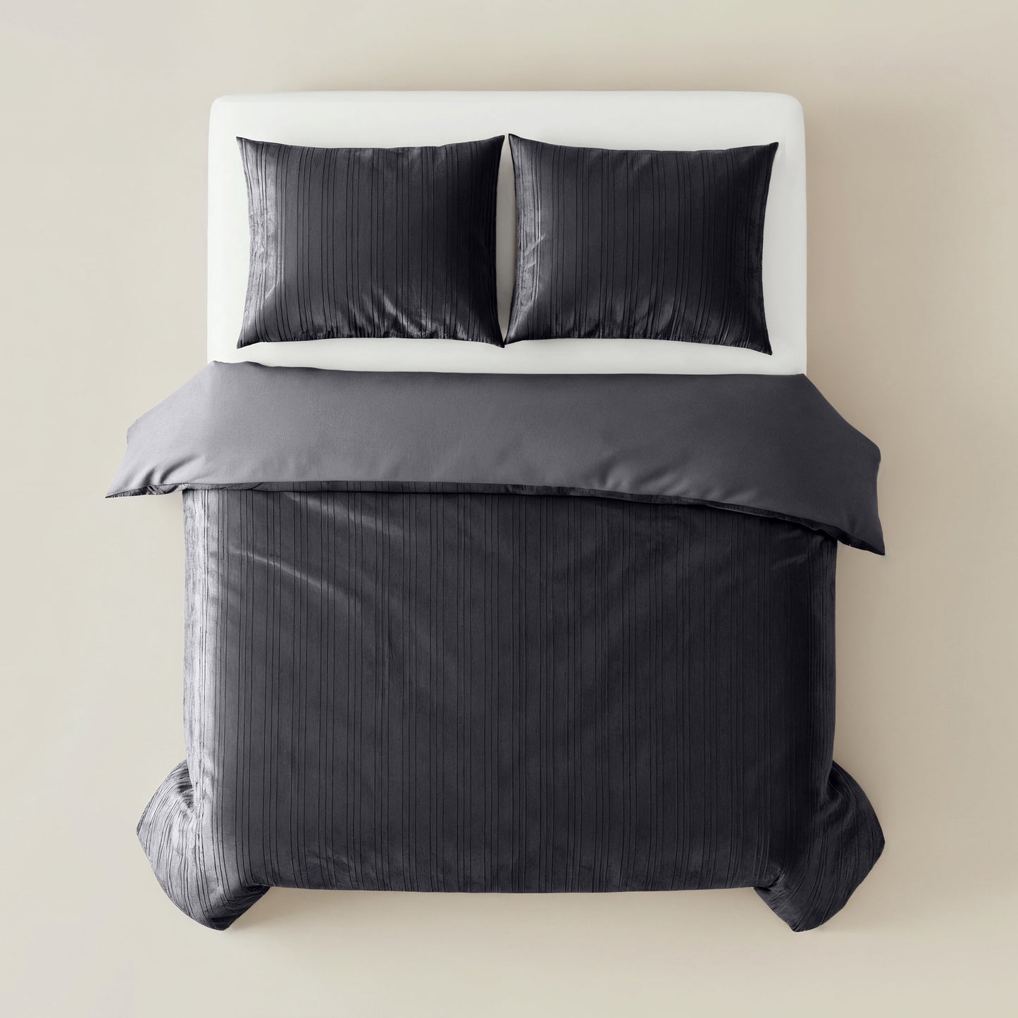 Duvet Cover Set Velvet Lining Black 240 x 200/220
