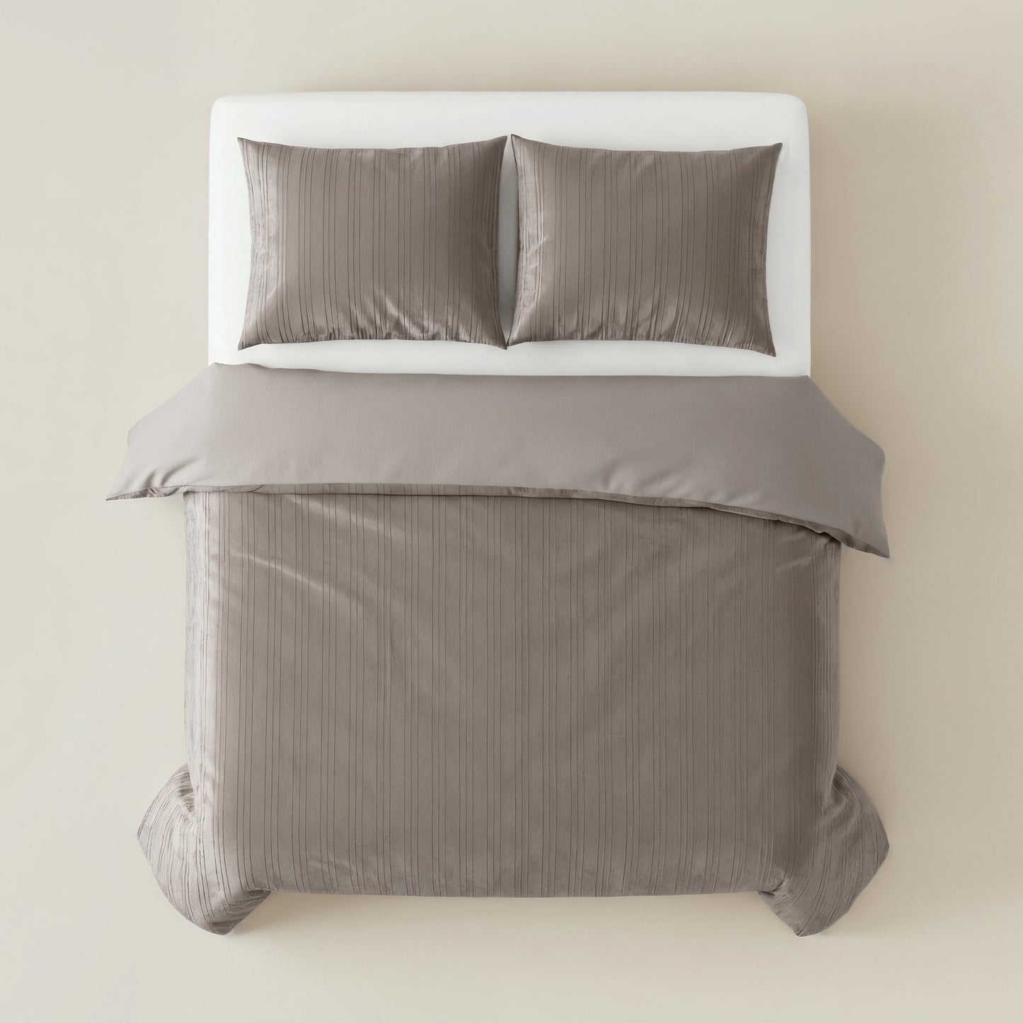 Duvet Cover Set Velvet Lining Taupe/Gray 200 x 200/220