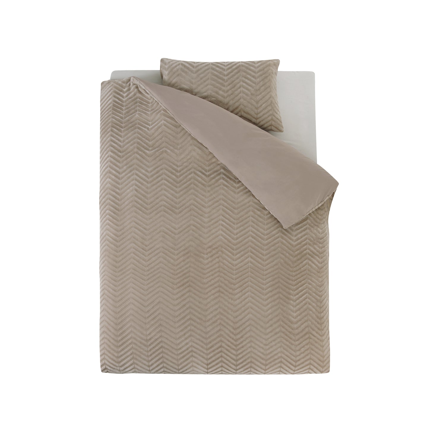 Duvet Cover Set Chevron Teddy Taupe 140 x 200/220