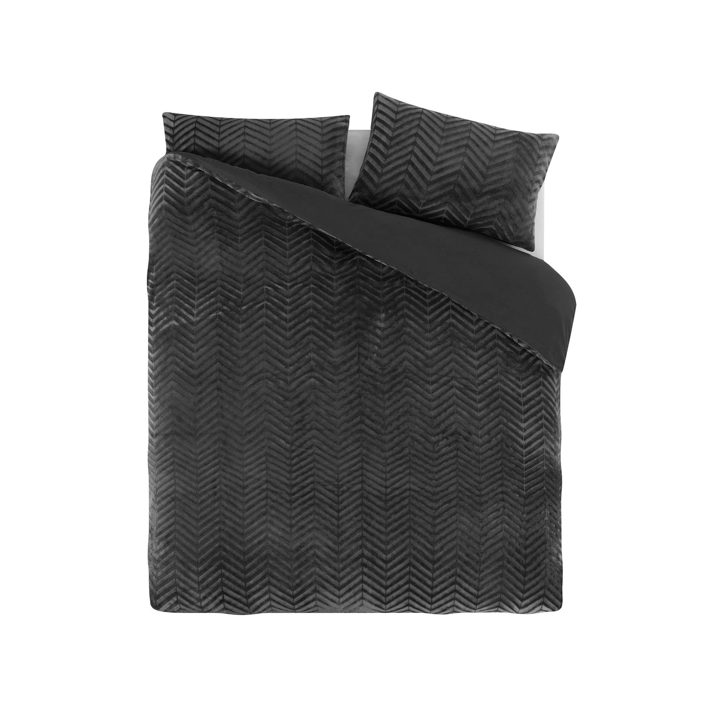 Duvet Cover Set Chevron Teddy Anthracite 200 x 200/220