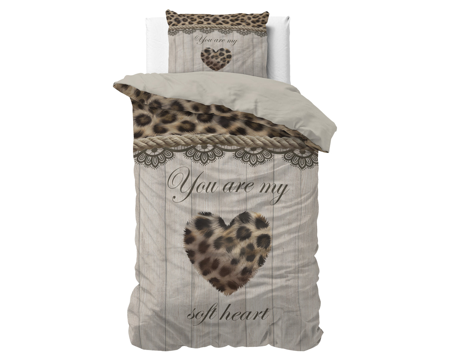 Duvet Cover Set You Are My Heart Sand 140 x 200/220