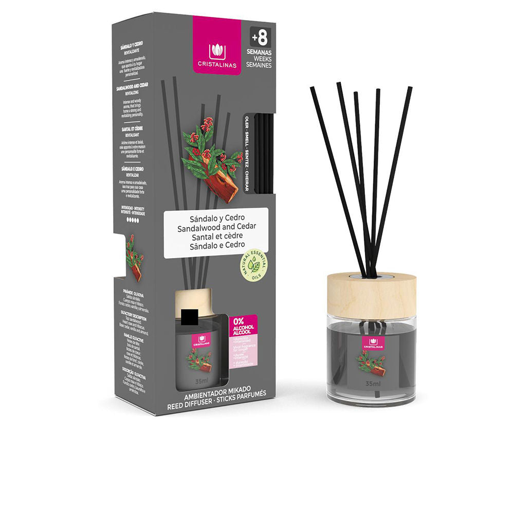 Cristalinas Mikado Air Freshener 0% #Sandalwood-Cedar 35 Ml - Salevare.com