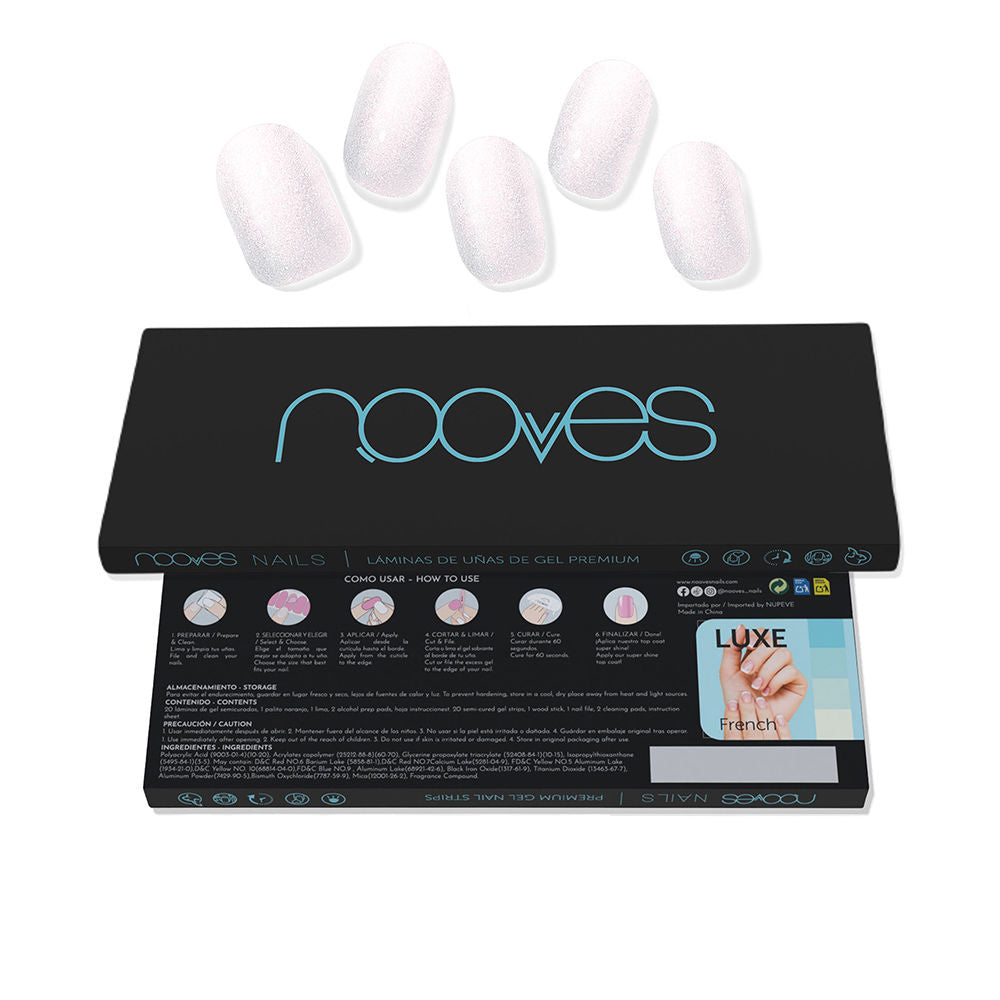 Nooves Premium Perlé Gel Nail Sheets Luxe Cat #Pearl White 20 U - Salevare.com