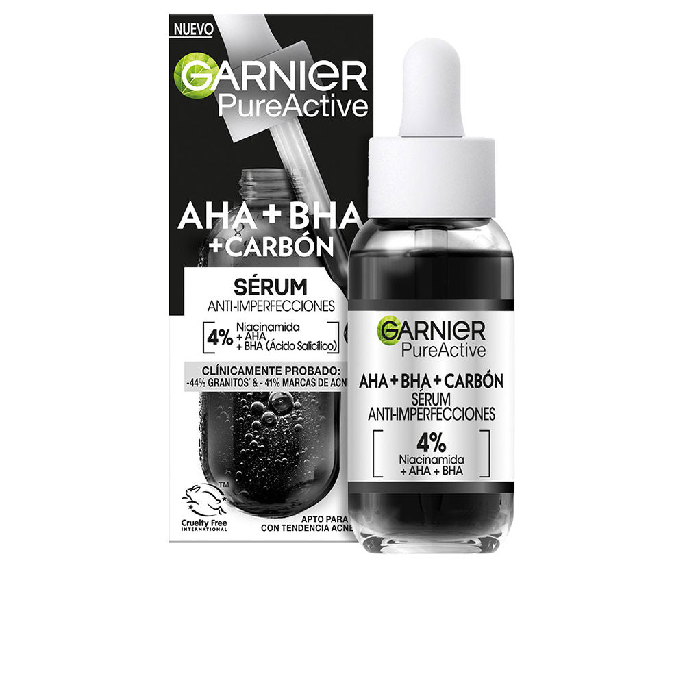 Garnier Pure Active Aha + Bha + Carbón Sérum Anti-Imperfecciones 30 Ml - Salevare.com