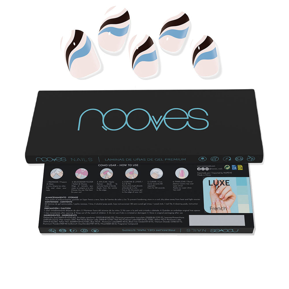 Nooves Gel Nail Sheets Flowing Stream Premium Glam #Art Design 20 Units - Salevare.com