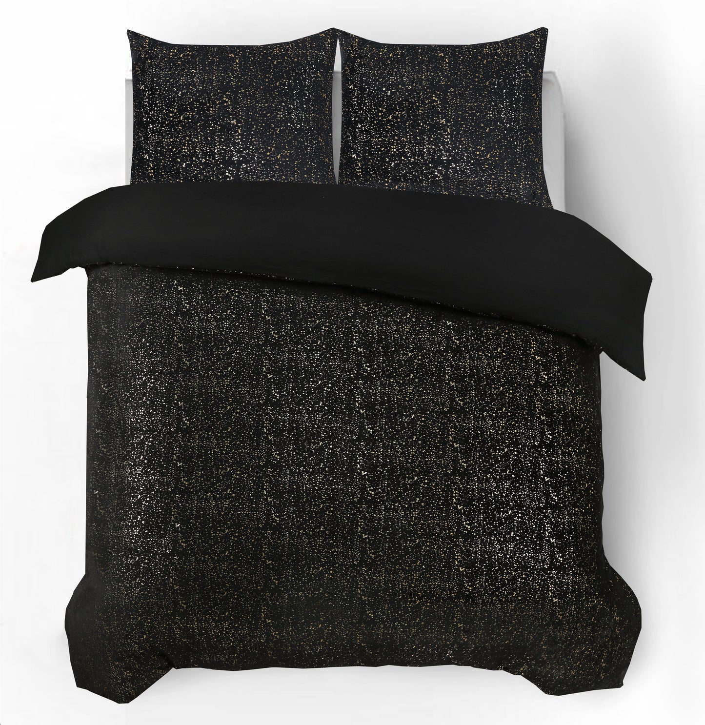 Duvet Cover Set Glamour Flannel Sparkle Foil Black 200 x 200/220