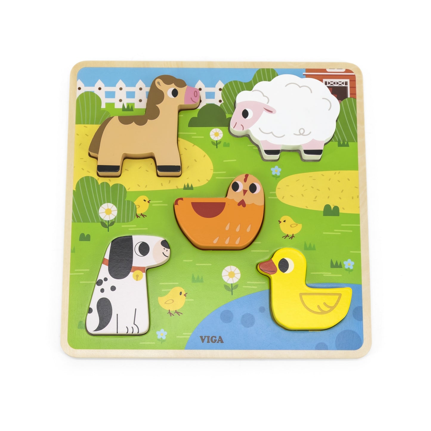 Viga 44662 Wooden Puzzle - Farm