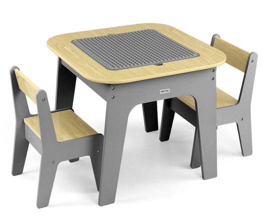 Olaf Blocks Furniture Set - Table and Two Chairs Dark Grey