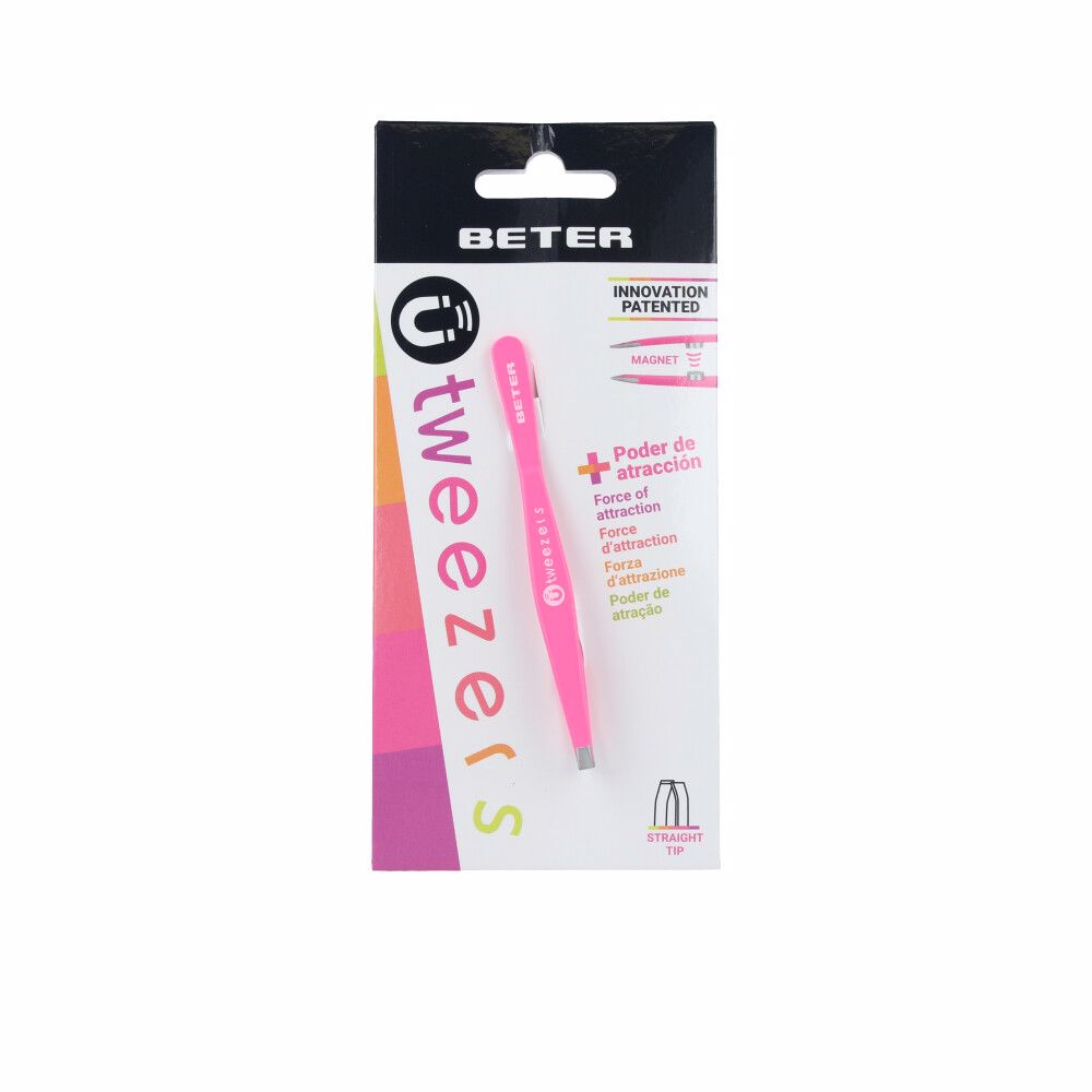 PINZA depilar magnética punta recta #fucsia 1 u