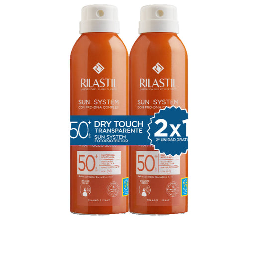 SUN SYSTEM SPF50+ SPRAY TRANSPARENTE DRY TOUCH PACK 2 x 200 ml