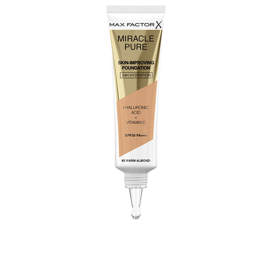 Max Factor Miracle Pure Skin-Improving Foundation 24H Hydration Spf30 #45-Warm Almond 30 Ml - Salevare.com