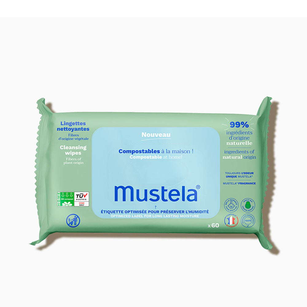 Mustela Bio Compostable Cleaning Wipes 60 Units - Salevare.com