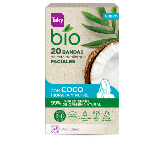 Taky Bio Coco Facial Wax Strips For Hair Removal, 20 Units