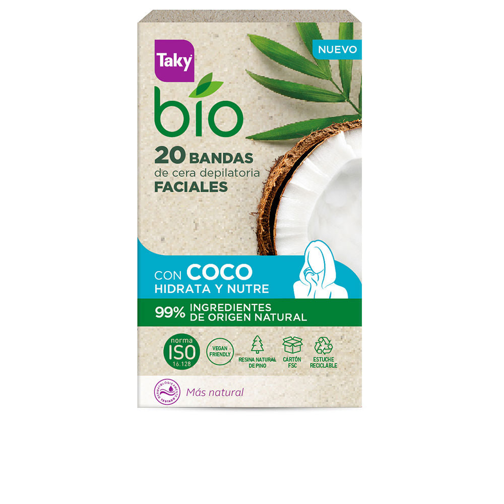 Taky Bio Coco Facial Wax Strips For Hair Removal, 20 Units - Salevare.com