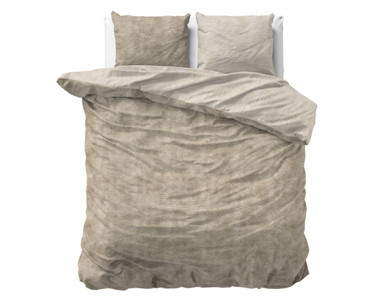 Duvet Cover Set Flannel Washed Cotton Taupe 200 x 200/220