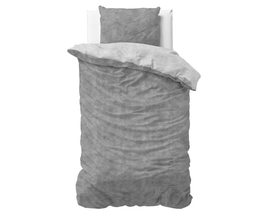 Duvet Cover Set Flannel Washed Cotton Gray 140 x 200/220