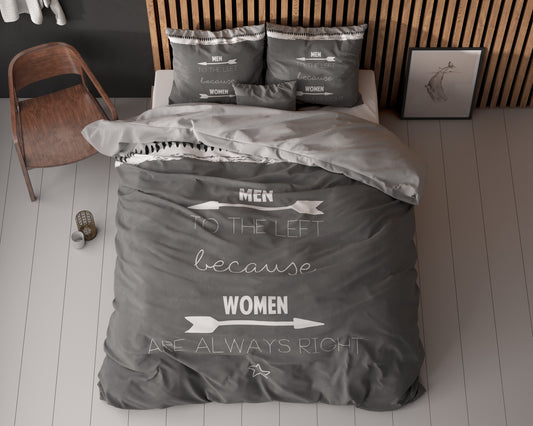Duvet Cover Set Women Always Right Anthracite 200 x 200/220