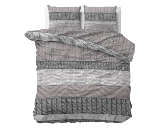 Duvet Cover Set Flannel Elin Taupe 240 x 220